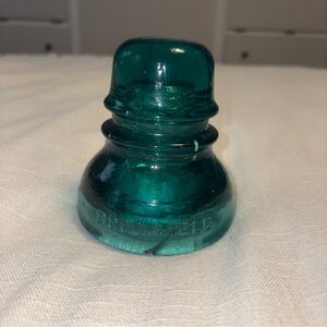 Brookfield Unmarked Glass Telegraph Insulator Aqua Blue Green